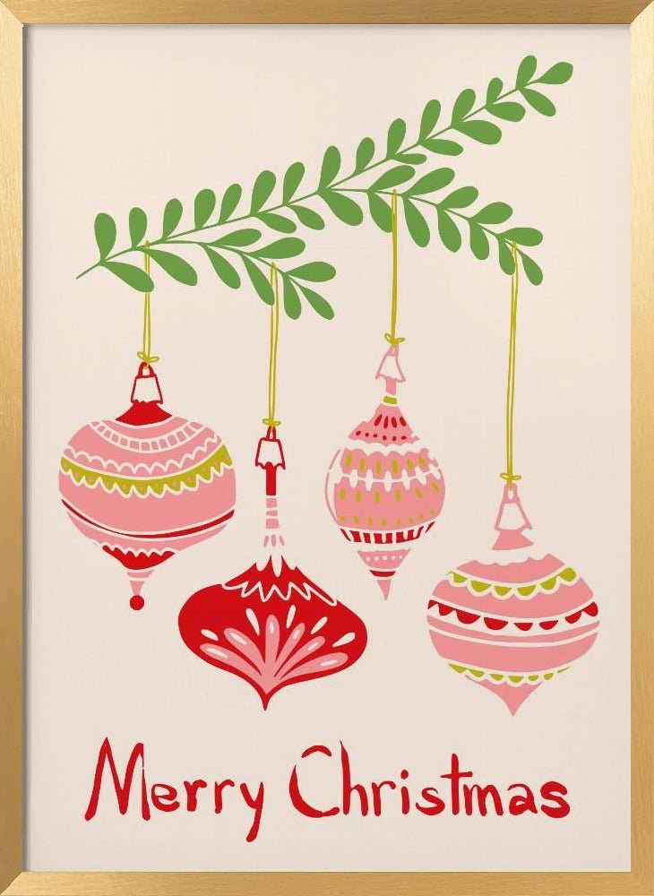 Cheerful Little Christmas Baubles Poster - Corkframes.com