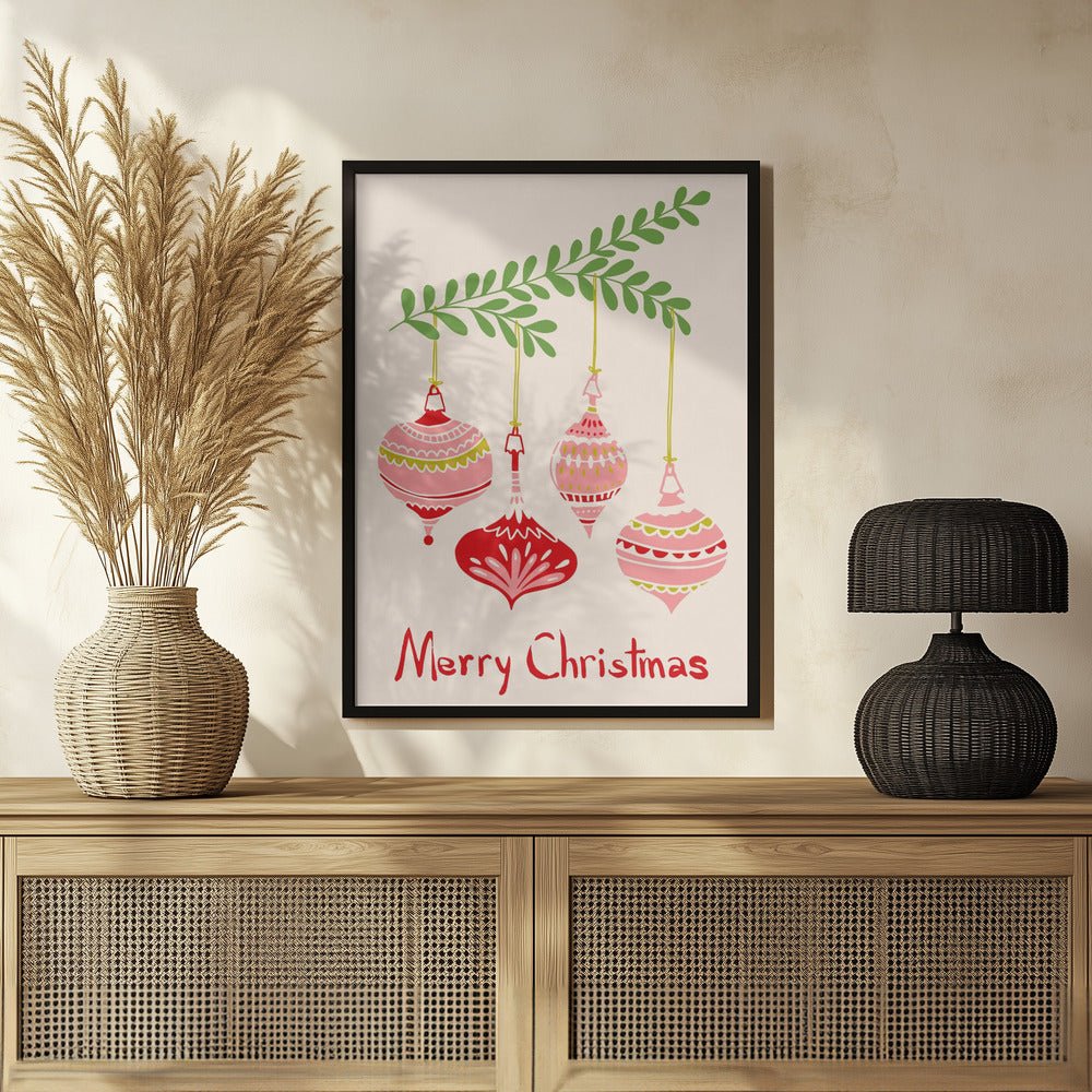 Cheerful Little Christmas Baubles Poster - Corkframes.com