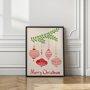 Cheerful Little Christmas Baubles Poster - Corkframes.com