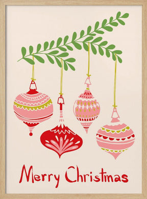 Cheerful Little Christmas Baubles Poster - Corkframes.com