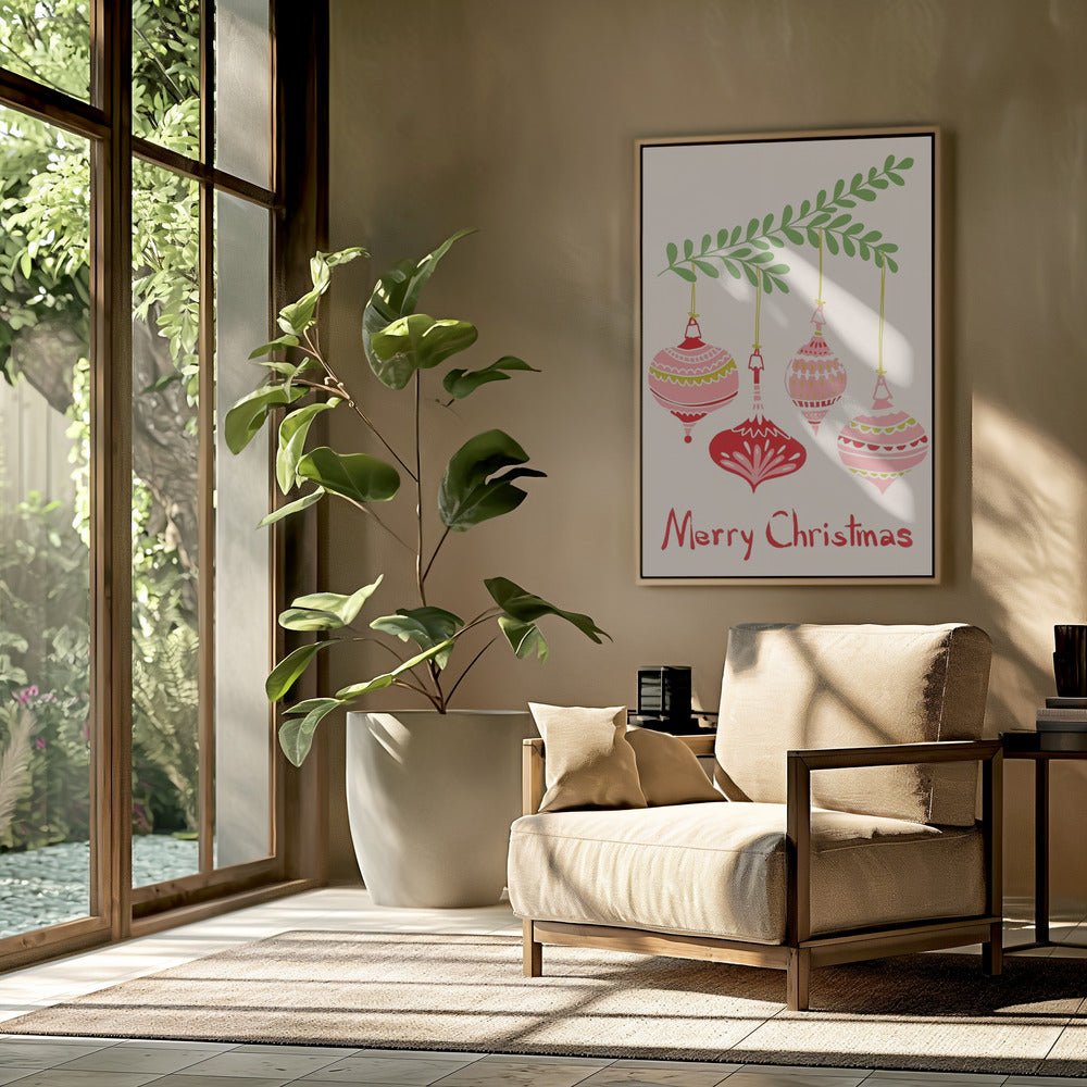 Cheerful Little Christmas Baubles Poster - Corkframes.com