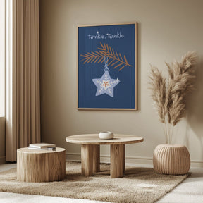 Cheerful Twinkle Christmas Star Blue Poster - Corkframes.com