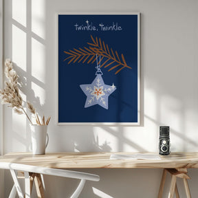 Cheerful Twinkle Christmas Star Blue Poster - Corkframes.com