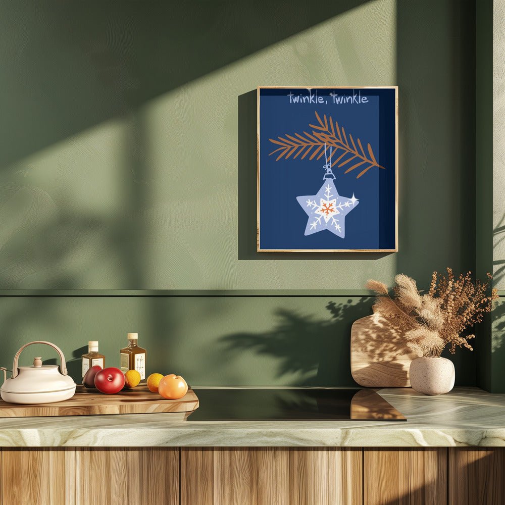 Cheerful Twinkle Christmas Star Blue Poster - Corkframes.com