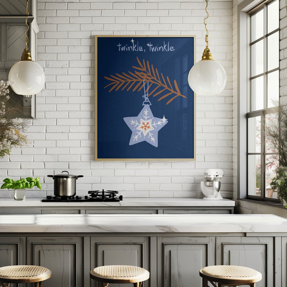 Cheerful Twinkle Christmas Star Blue Poster - Corkframes.com