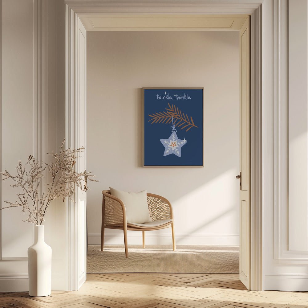 Cheerful Twinkle Christmas Star Blue Poster - Corkframes.com