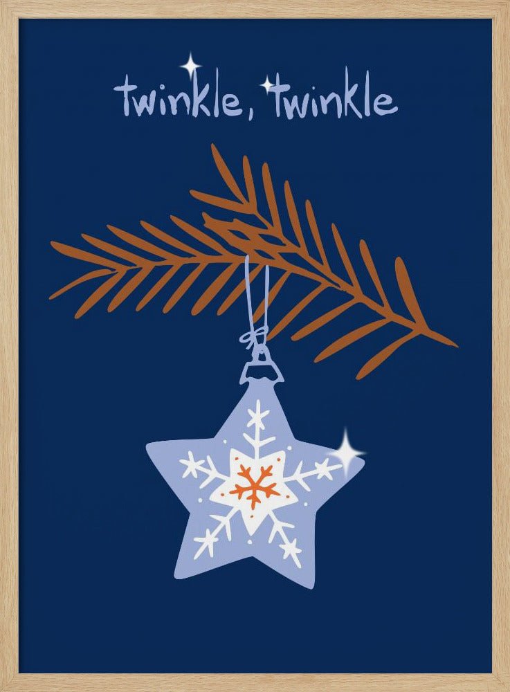 Cheerful Twinkle Christmas Star Blue Poster - Corkframes.com