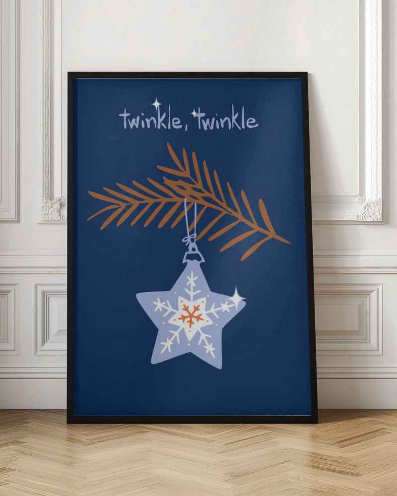 Cheerful Twinkle Christmas Star Blue Poster - Corkframes.com