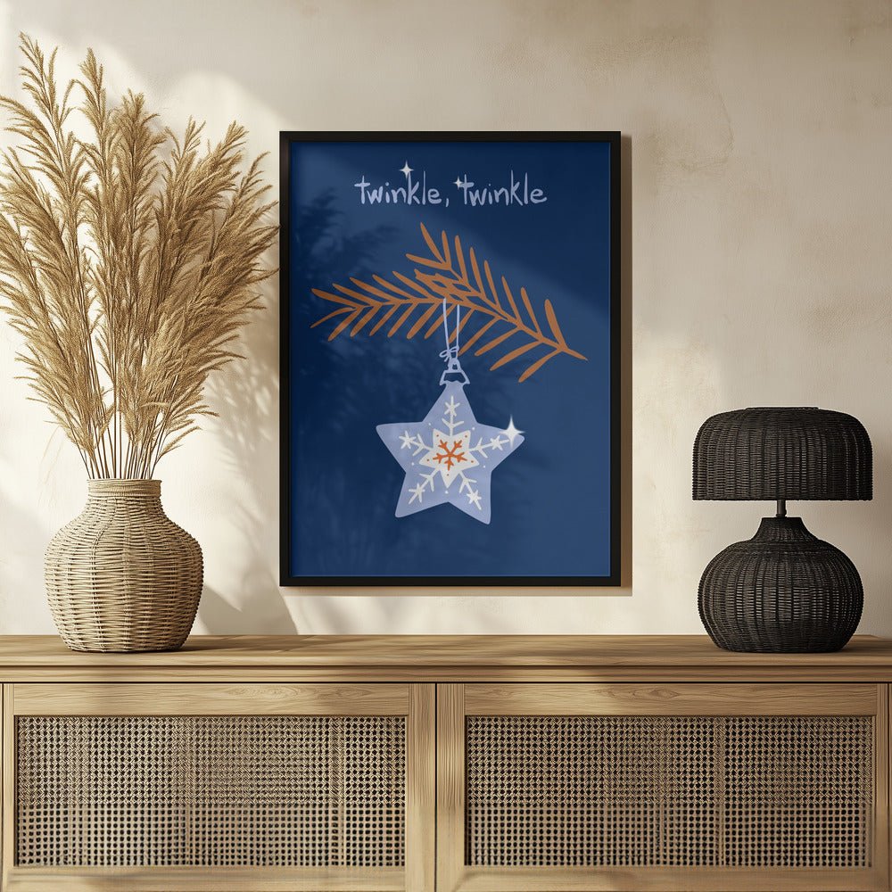 Cheerful Twinkle Christmas Star Blue Poster - Corkframes.com