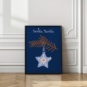 Cheerful Twinkle Christmas Star Blue Poster - Corkframes.com