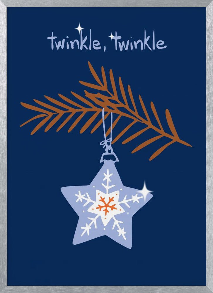 Cheerful Twinkle Christmas Star Blue Poster - Corkframes.com