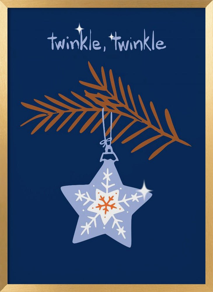 Cheerful Twinkle Christmas Star Blue Poster - Corkframes.com