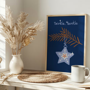 Cheerful Twinkle Christmas Star Blue Poster - Corkframes.com