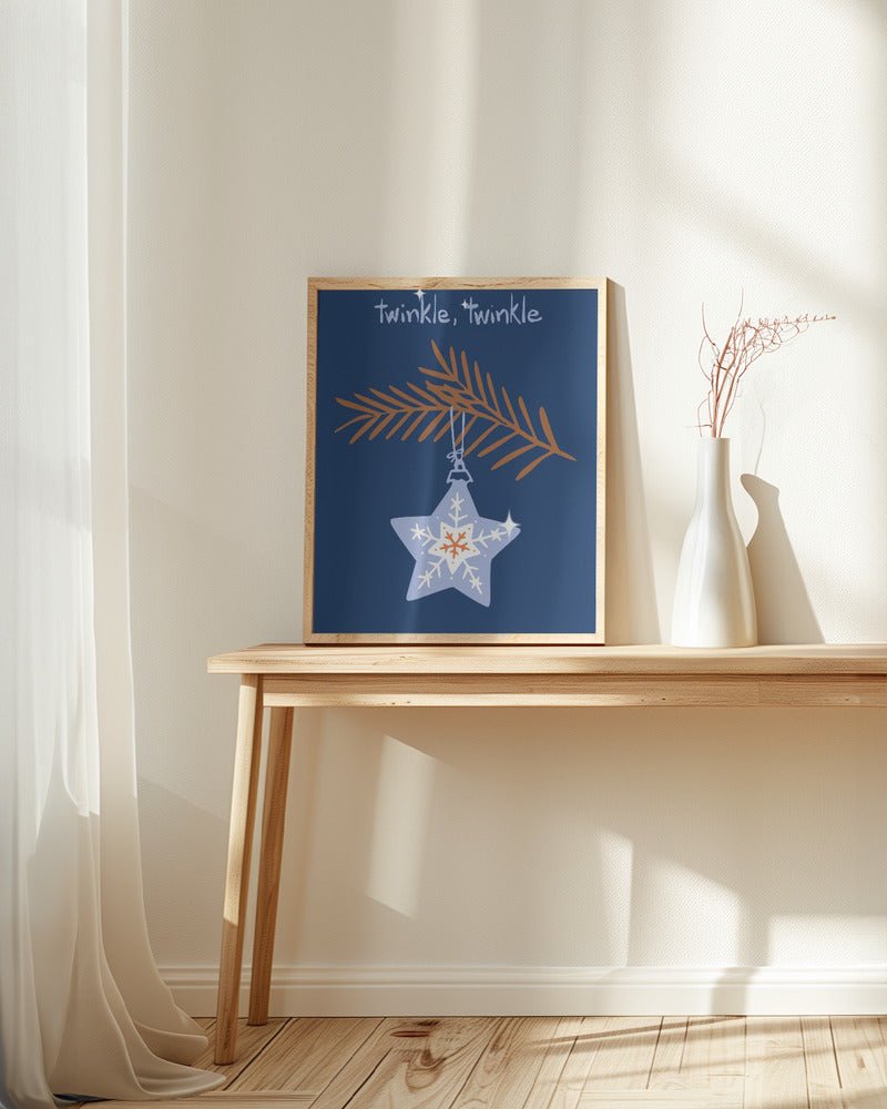 Cheerful Twinkle Christmas Star Blue Poster - Corkframes.com