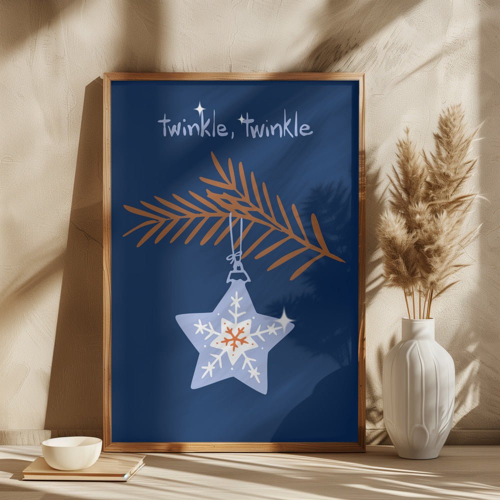 Cheerful Twinkle Christmas Star Blue Poster - Corkframes.com