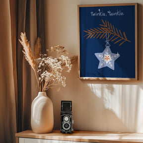 Cheerful Twinkle Christmas Star Blue Poster - Corkframes.com