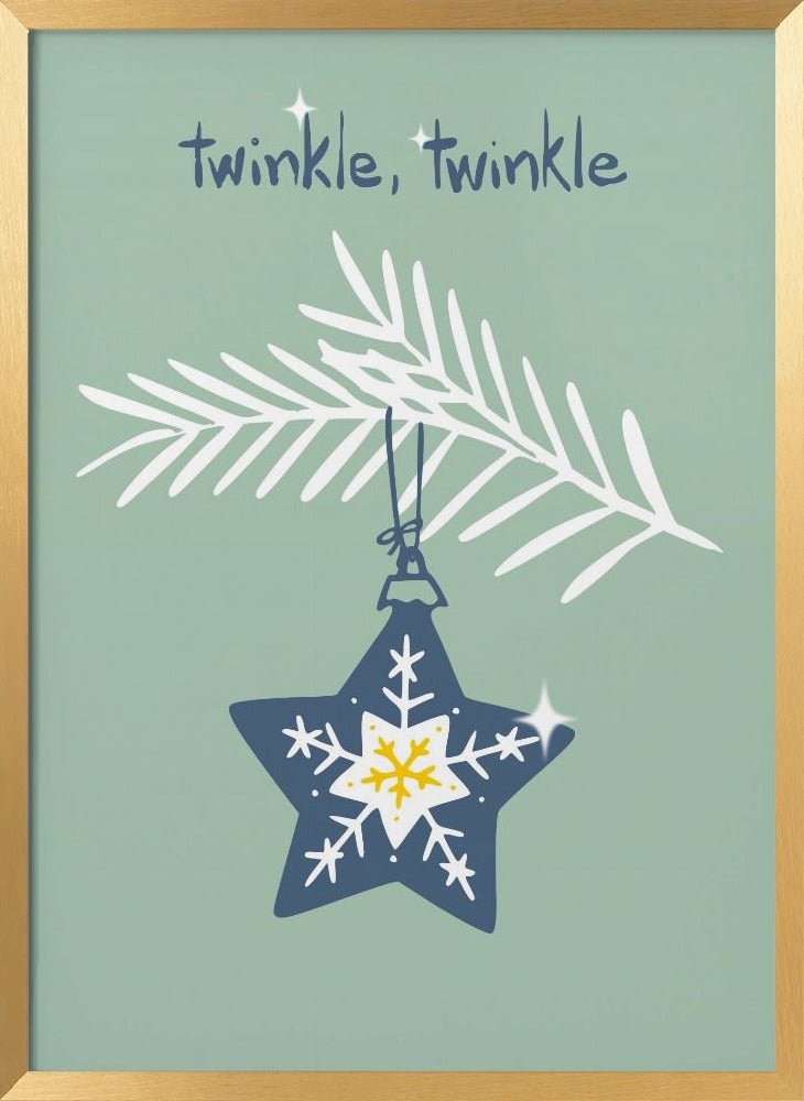 Cheerful Twinkle Christmas Star Mint Poster - Corkframes.com