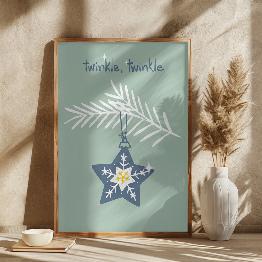 Cheerful Twinkle Christmas Star Mint Poster - Corkframes.com