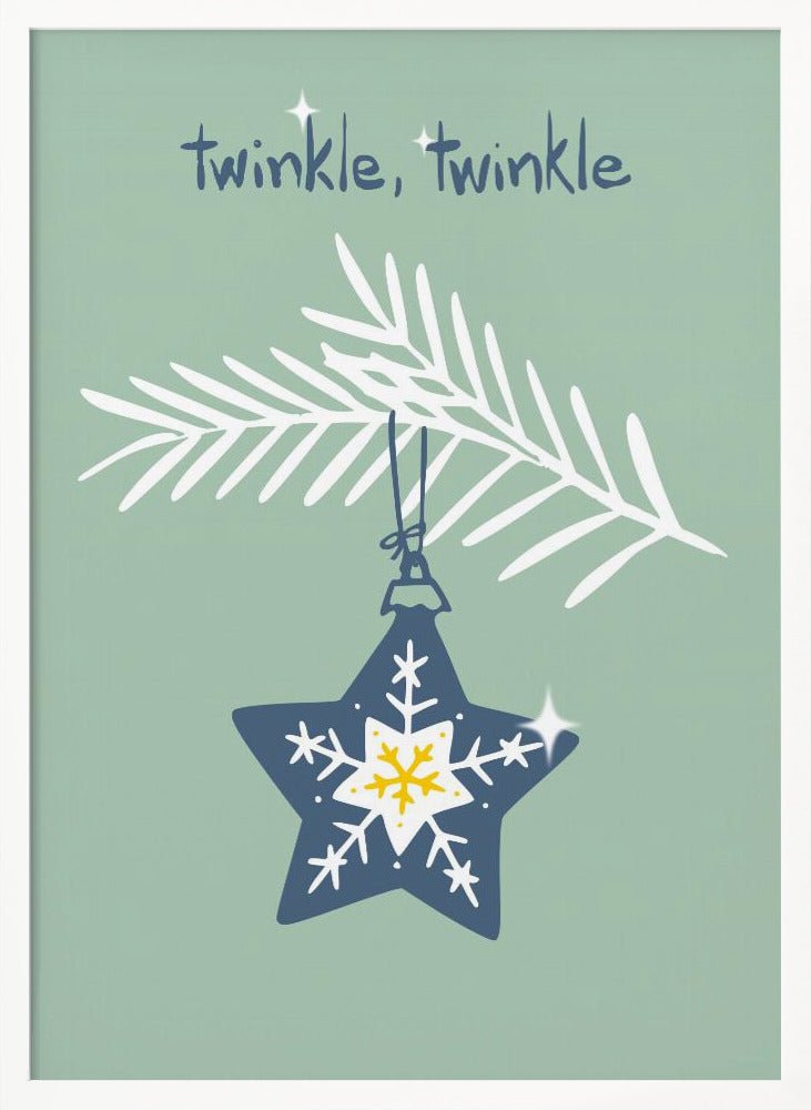 Cheerful Twinkle Christmas Star Mint Poster - Corkframes.com