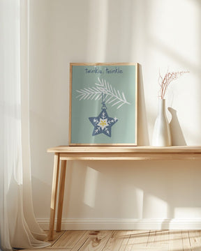 Cheerful Twinkle Christmas Star Mint Poster - Corkframes.com