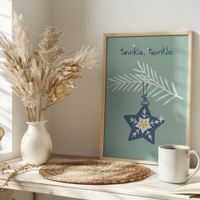 Cheerful Twinkle Christmas Star Mint Poster - Corkframes.com