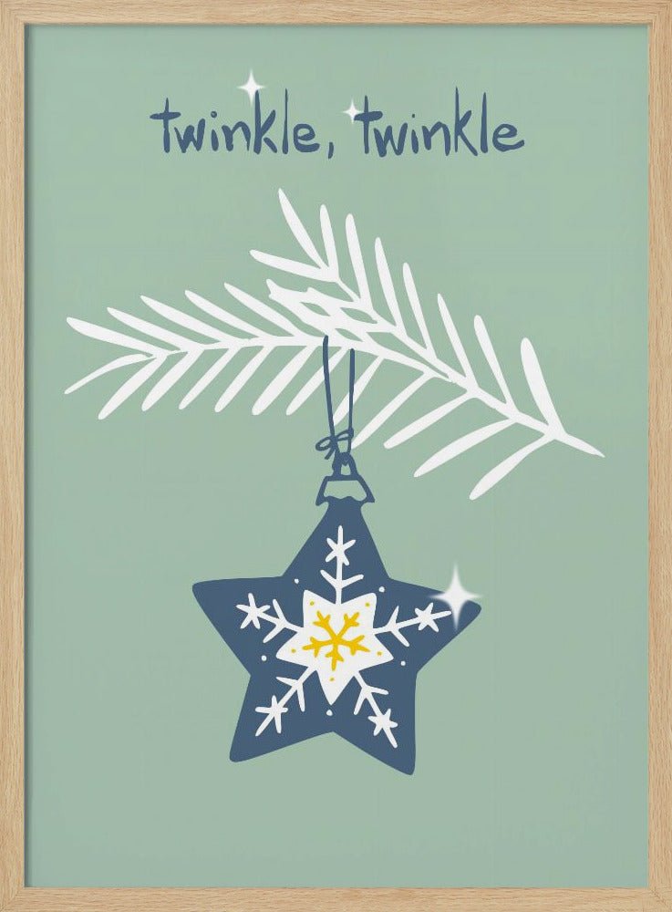 Cheerful Twinkle Christmas Star Mint Poster - Corkframes.com