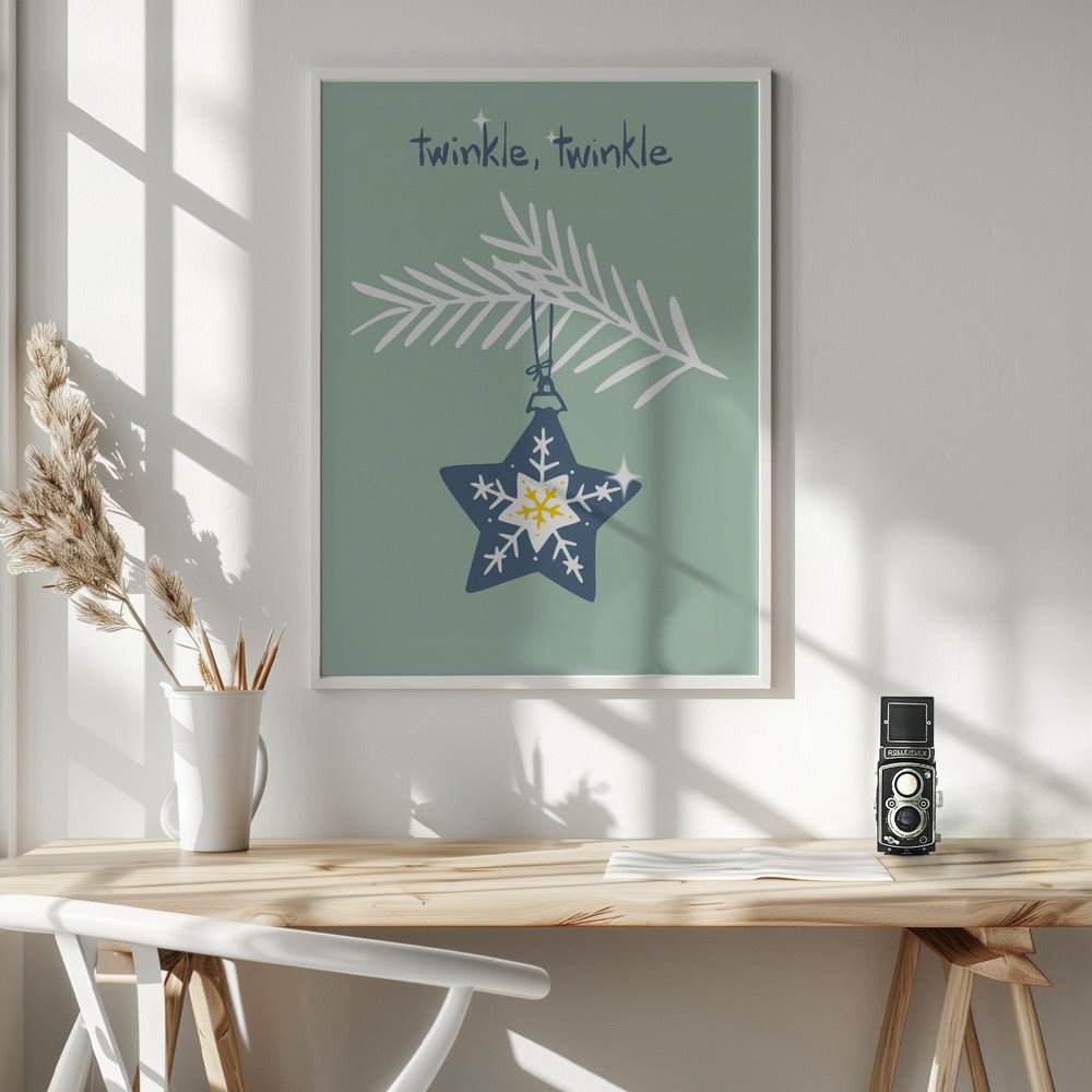 Cheerful Twinkle Christmas Star Mint Poster - Corkframes.com