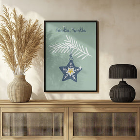 Cheerful Twinkle Christmas Star Mint Poster - Corkframes.com