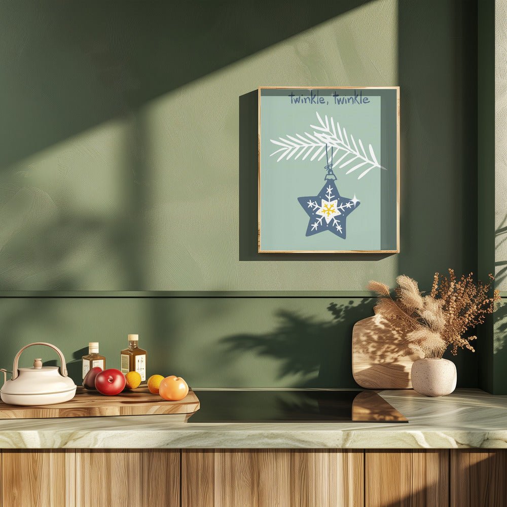 Cheerful Twinkle Christmas Star Mint Poster - Corkframes.com