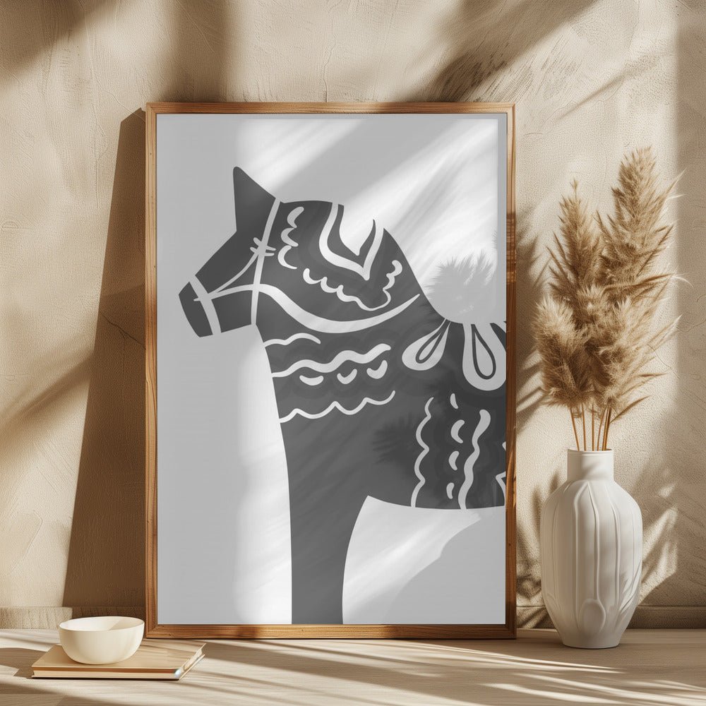 Dala Horse in Grey Poster - Corkframes.com