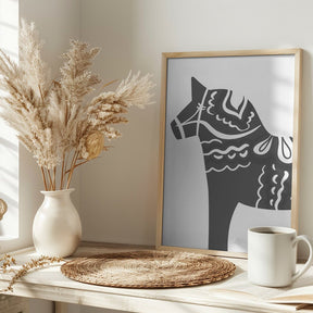 Dala Horse in Grey Poster - Corkframes.com