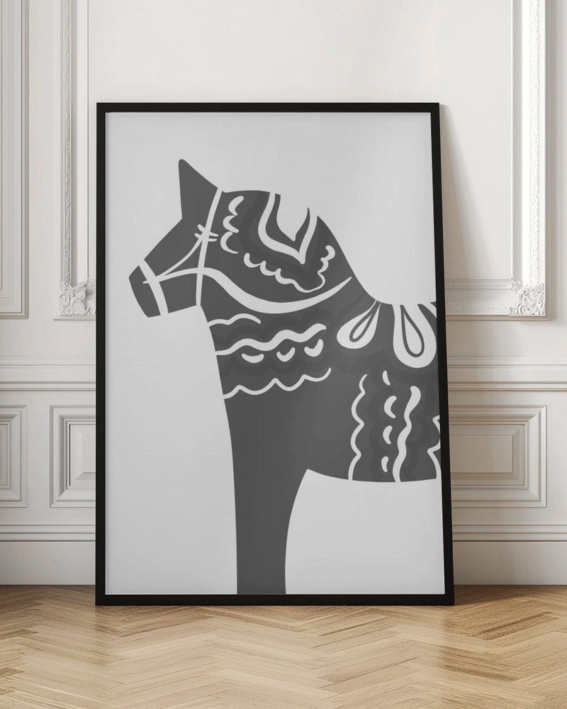 Dala Horse in Grey Poster - Corkframes.com