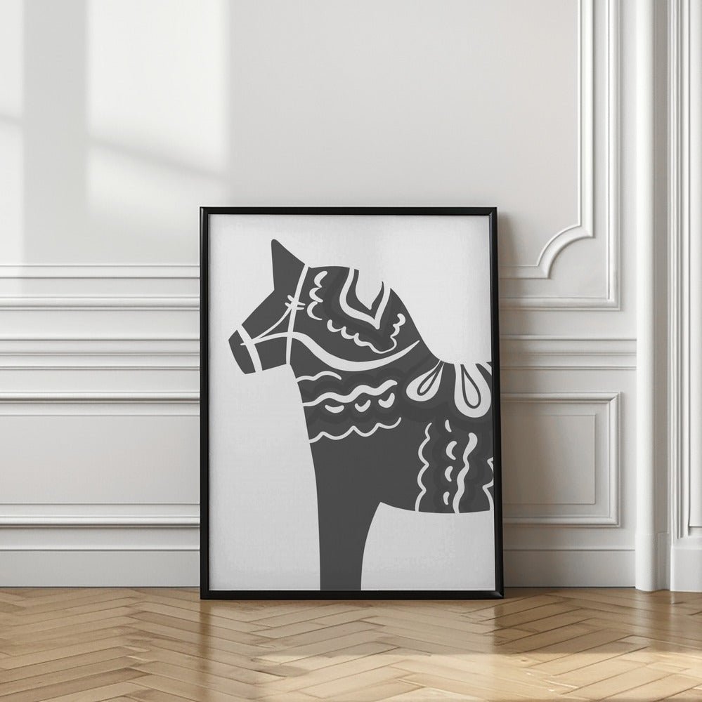 Dala Horse in Grey Poster - Corkframes.com