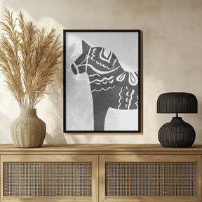 Dala Horse in Grey Poster - Corkframes.com