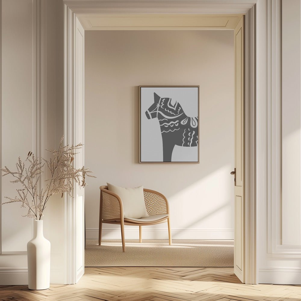 Dala Horse in Grey Poster - Corkframes.com