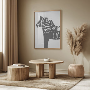 Dala Horse in Grey Poster - Corkframes.com