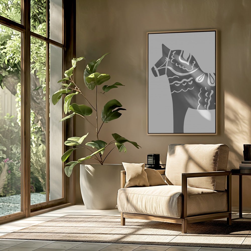 Dala Horse in Grey Poster - Corkframes.com