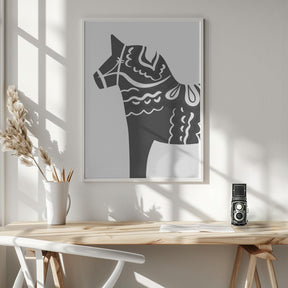 Dala Horse in Grey Poster - Corkframes.com