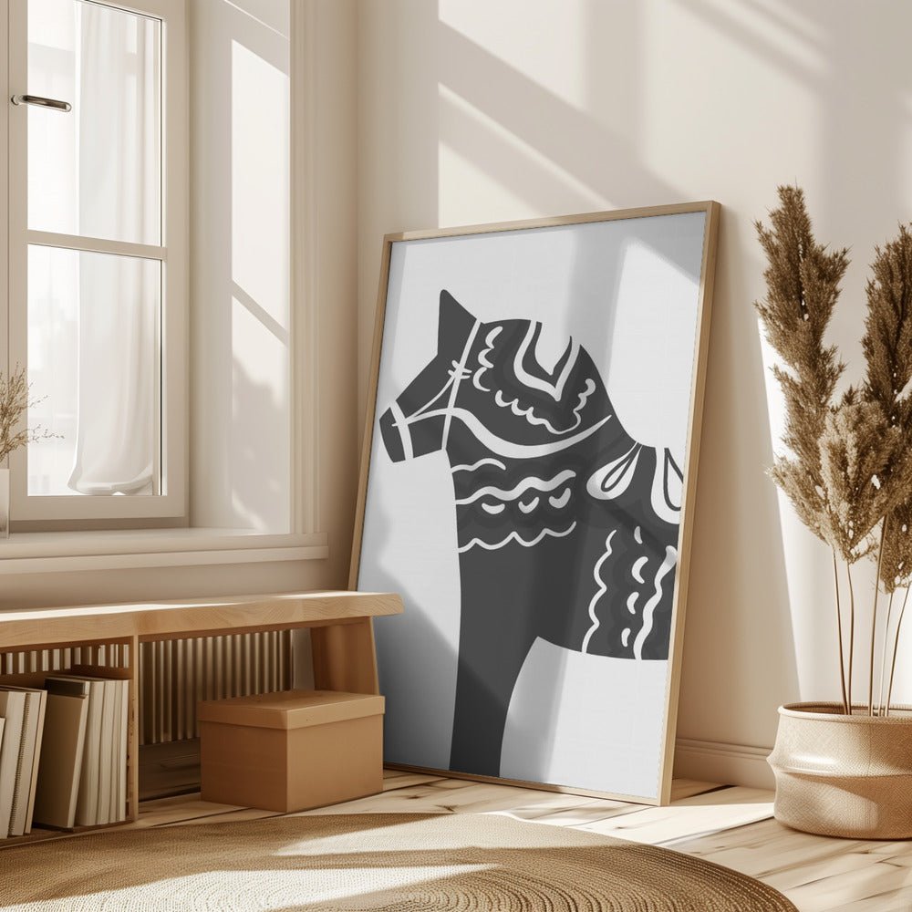 Dala Horse in Grey Poster - Corkframes.com