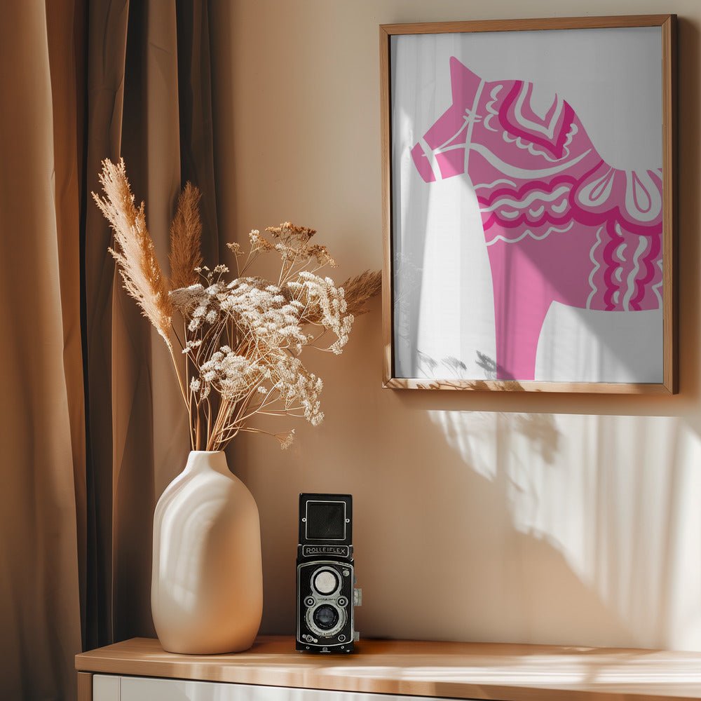 Dala Horse in Pink Poster - Corkframes.com