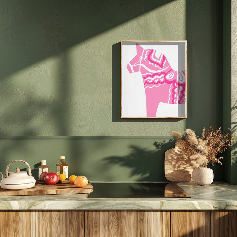 Dala Horse in Pink Poster - Corkframes.com