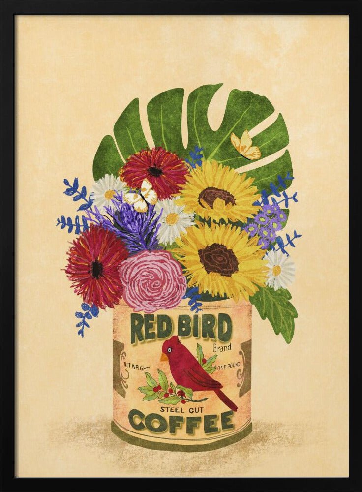 Flowers In a Vintage Coffee Can Poster - Corkframes.com