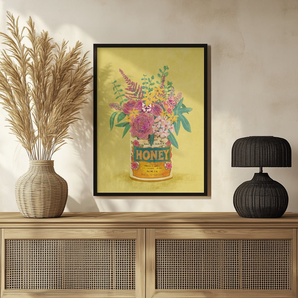 Flowers In a vintage Honey Can Poster - Corkframes.com