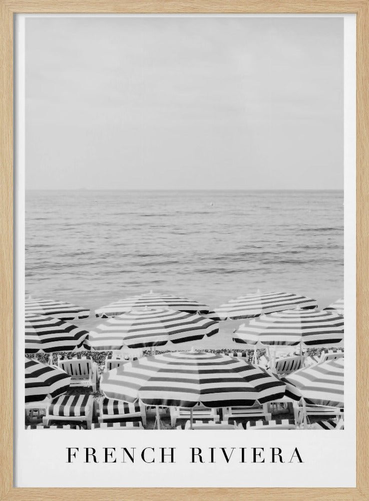 French Riviera Travel Poster (Black and white) - Corkframes.com