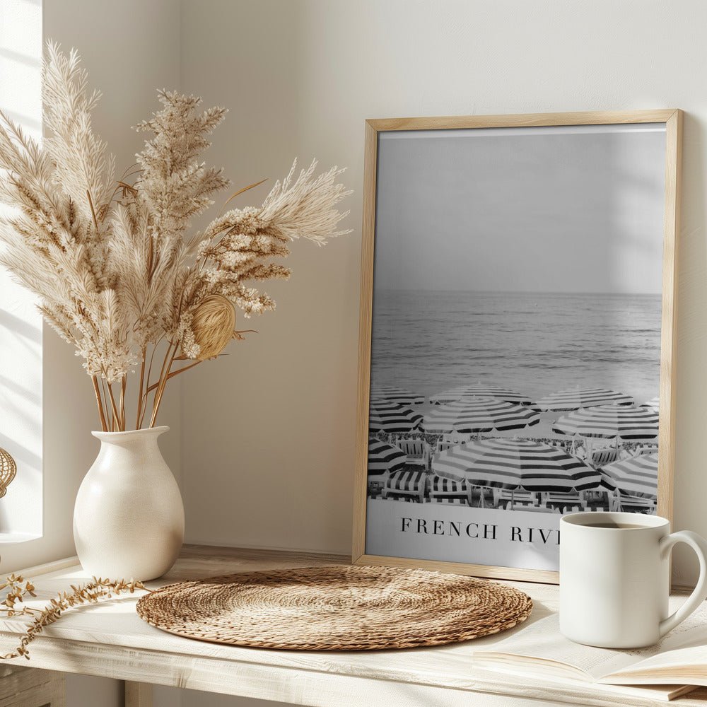 French Riviera Travel Poster (Black and white) - Corkframes.com