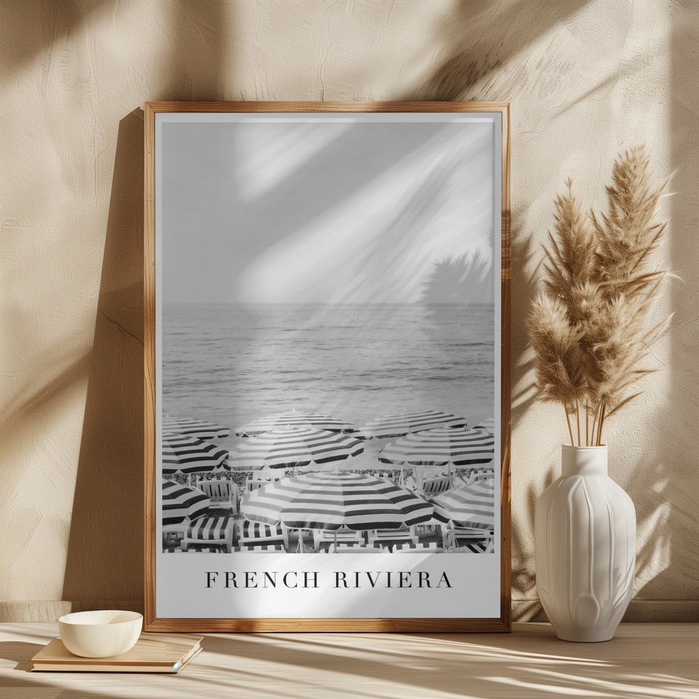 French Riviera Travel Poster (Black and white) - Corkframes.com