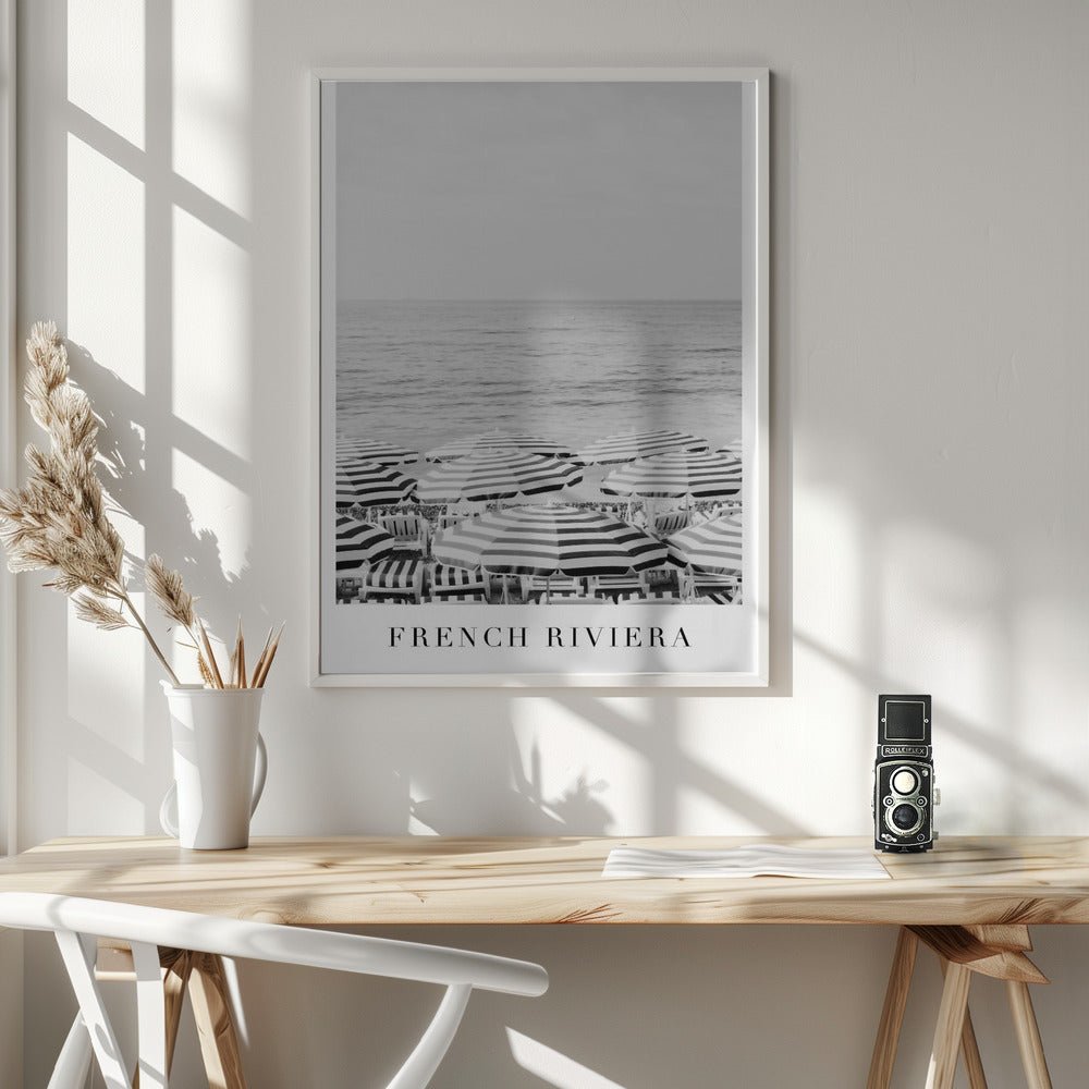 French Riviera Travel Poster (Black and white) - Corkframes.com