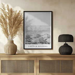 French Riviera Travel Poster (Black and white) - Corkframes.com