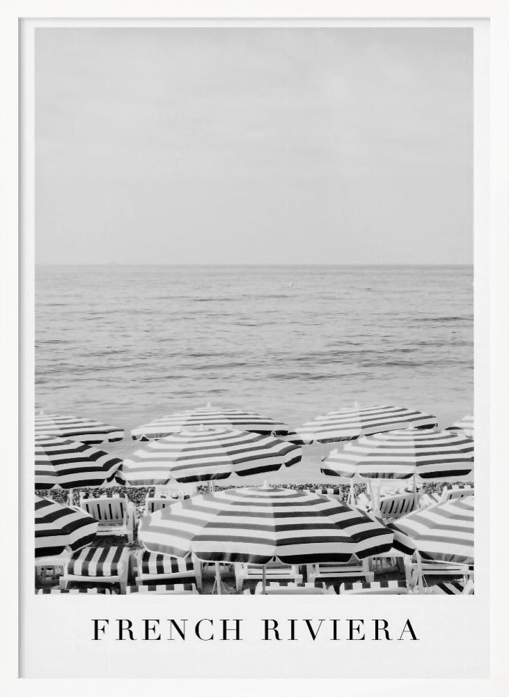 French Riviera Travel Poster (Black and white) - Corkframes.com