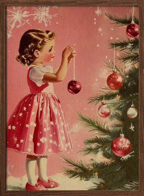 Girl With Christmas Baubles Poster - Corkframes.com